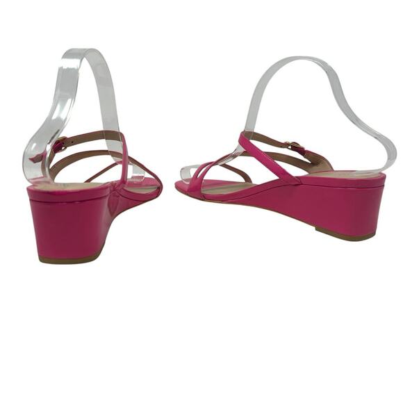 Stuart Weitzman Align II Buckle Patent Leather Wedge Sandal Pink Size US 8 - Picture 9 of 13